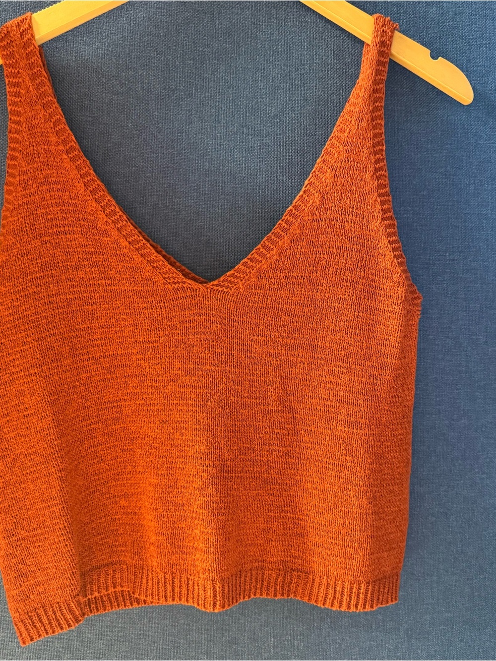 Sleeveless V-Neck Crop Tank Top in Rust Orange